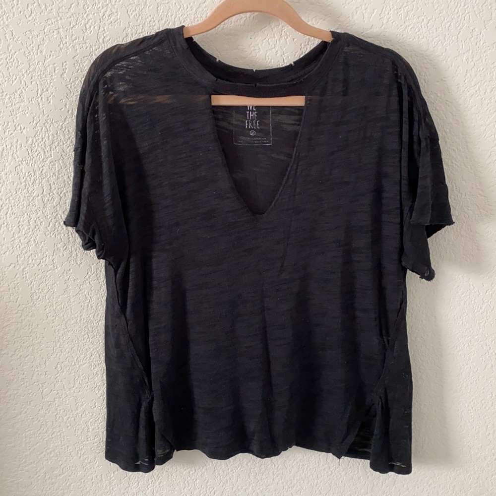 We the Free People black cut out v neck t shirt